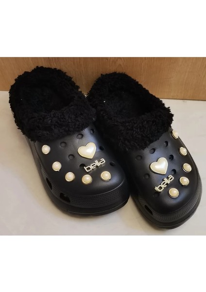 Tüylü Taşlı Crocs Tarzı Kışlık Terlik dar kalıp bir beden büyük tercih ediniz not üzerindeki taşlar değişim göstere bilir