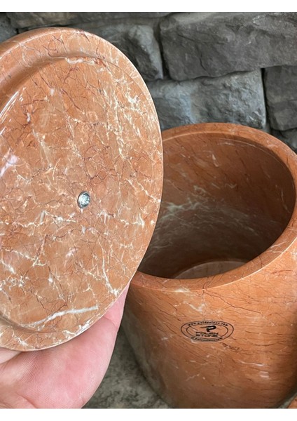 Polen Stone Gül Pempesi Mermer 7'li Banyo Takımı Özel Seri Yeni Mermer