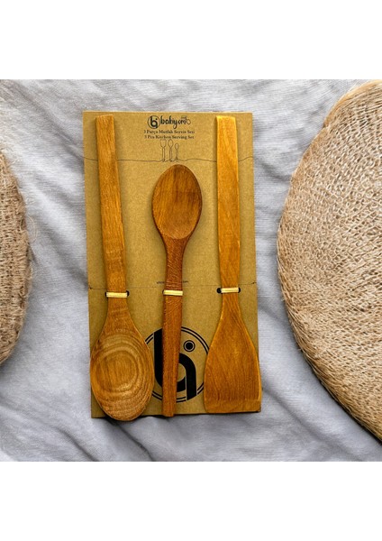 Ahşap Mutfak Servis Setleri (3'lü Set 23,27CM Kaşık ve Spatula) ve (4'lü Set 20,23,27CM Kaşık ve Spatula) modelleri