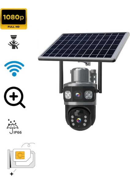 Ata Soft Sim Kartlı 4g Ptz 360 Hareketli Solar Güneş Enerjili 4 Mp Kamera Türkçe Programlı Solar Sim Kartlı Blm63