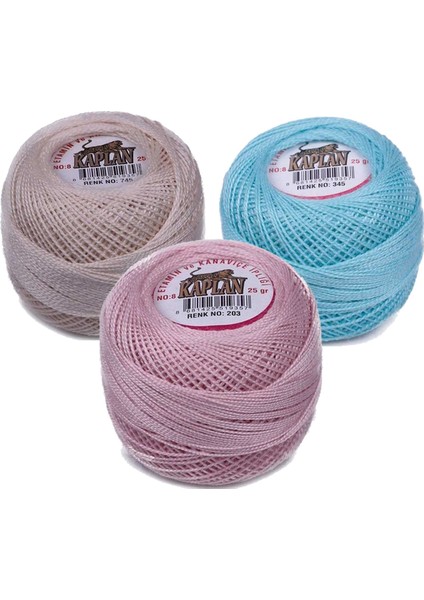 3 Adet Kaplan Etamin ve Kanaviçe Ipi 8 No Kod/renk: 745 - 345 - 203 - Ryl