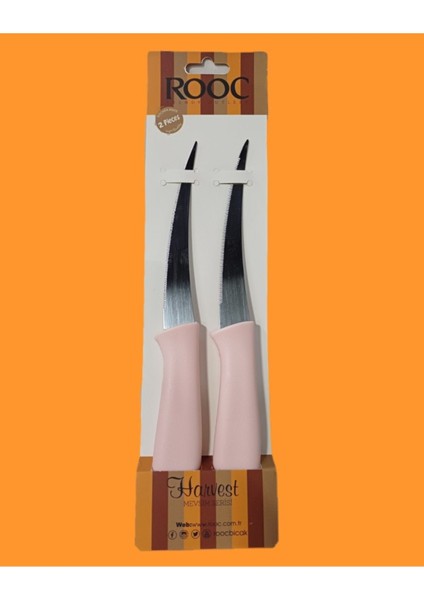 Pembe Saplı 2'li Meyve Bıçağı Lazer Bıçak 15CM Çok Amaçlı Bıçak