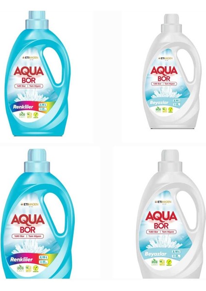 Aquabor Çamaşır Deterjanı Beyazlar ve Renkliler Için Sıvı Deterjan 33 x 4 Yıkama