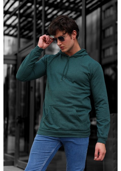 Unisex Oversize Düz Kapüşonlu Sweatshirt
