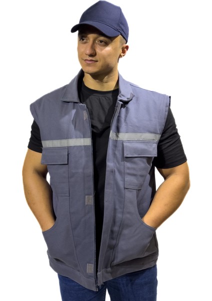 Bafaco Tekstil Gabardin 7/7 Reflektörlü Kışlık Yelek