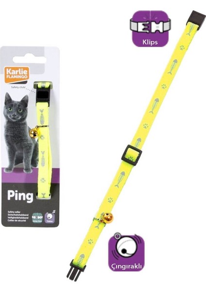 Karlıe Kedi Tasması Çıng. 30CM Sarı