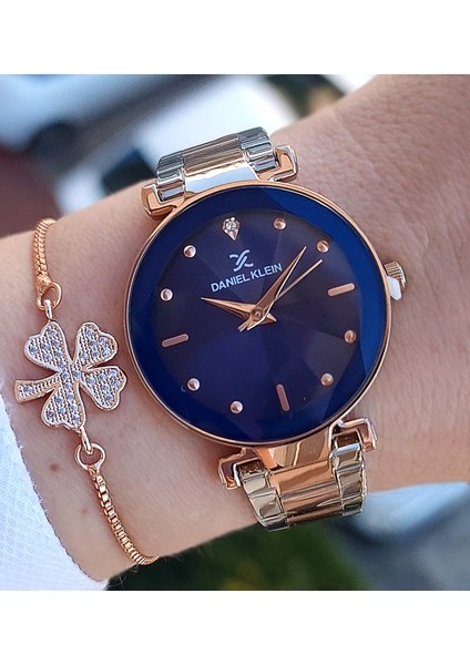 Kesme Camlı 33 mm Rose Gold/metalik Şık Kadın Kol Saati, Zirkon Taşlı Bileklik Hediyeli