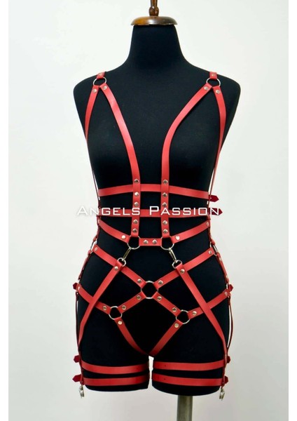 Mlvx Deri Body Harness, Deri Dansçı Kostüm, Pole Dans Kostüm - 502 Blsm