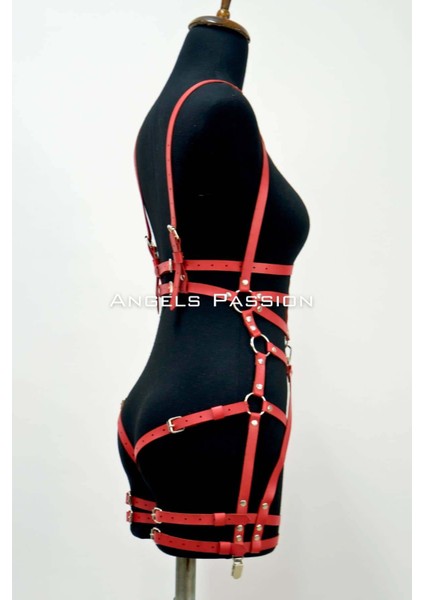 Mlvx Deri Body Harness, Deri Dansçı Kostüm, Pole Dans Kostüm - 502 Blsm