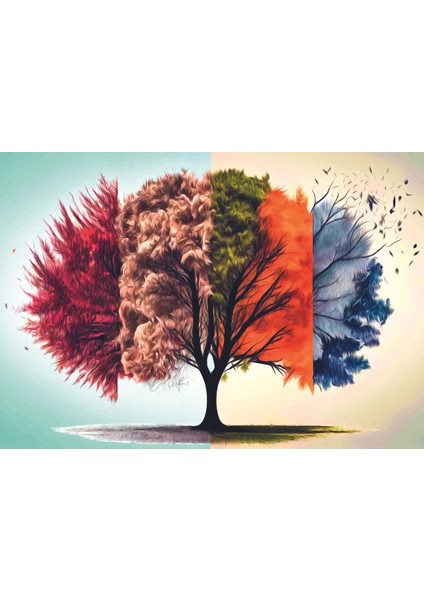 Rengarenk Hayat Ağacı Tablosu|Çerçeveli Temperli Cam Tablo Tekli Yatay fiyatları