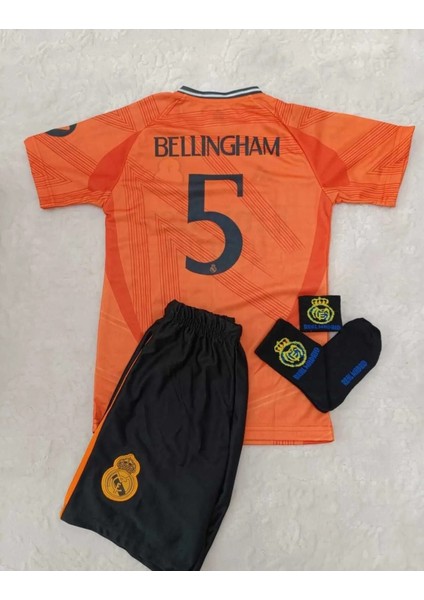 Real Madrid 2024/25 Yeni Sezon Jude Bellingham Deplasman Çocuk Forması 4'lü Set (Syh-Armalı)