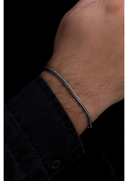 3mm Tilki Kuyruğu Oksitli 925 Gümüş • Işıklı Kutuda Sevgiliye • Eşe Erkek Bileklik indirimleri