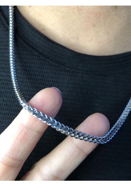3mm Kare Kesim Model Erkek Çelik Kolye • Işıklı Kutuda Sevgiliye • Eşe • Babaya Hediye Çelik Kolye