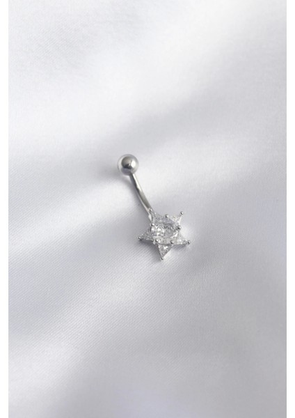 Pileli Store 316L Cerrahi Çelik Zirkon Taşlı Yıldız Model Kadın Göbek Piercing - TJ-PR1210