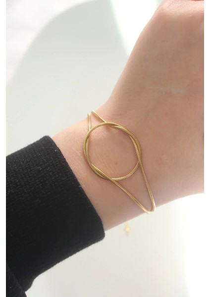 316L Çelik Gold Renk Düğüm Model Bileklik - TJ-BB6042