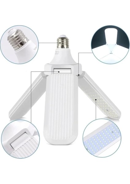 Pilelistore Pervane Ampül 45 W 3 Kollu Katlanır Pervane LED Ampül Tasarruflu Kanatlı LED