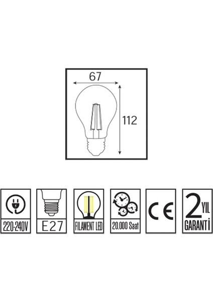 12W-101W Rustik LED Ampul Günışığı 1540 Lümen E27 Duylu Dekoratif Ampul Flamanlı modelleri