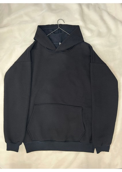 Unisex Kalın Şardonlu Kapüşonlu Sweatshirt