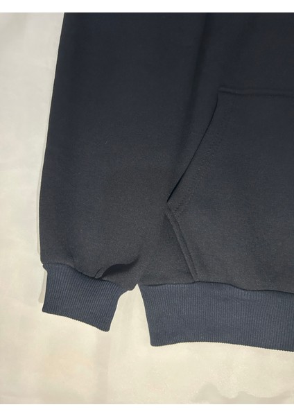 Unisex Kalın Şardonlu Kapüşonlu Sweatshirt