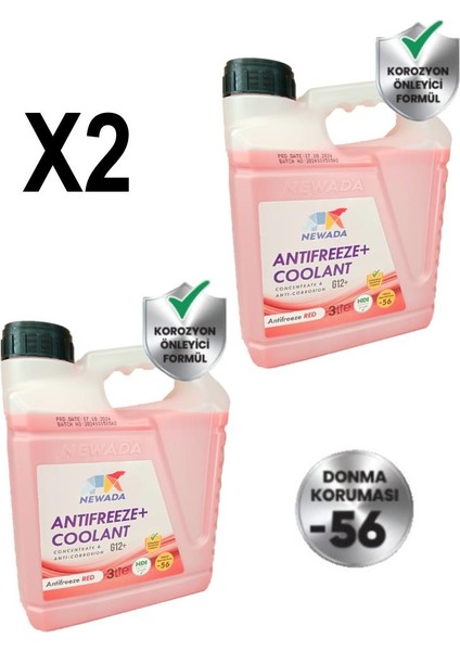 Newada Süper Kırmızı Antifiriz -56°c 3 Lt 2 Adet