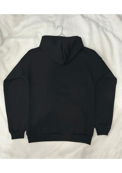 Unisex Kalın Şardonlu Kapüşonlu Sweatshirt