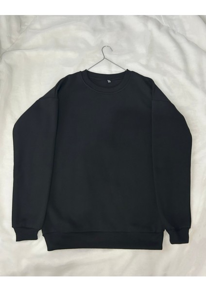 Unisex Kalın Şardonlu Bisiklet Yaka Sweatshirt