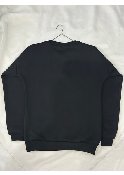 Unisex Kalın Şardonlu Bisiklet Yaka Sweatshirt