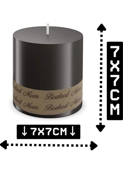 4'lü Siyah 7 x 7 cm Silindir Mum fiyatları