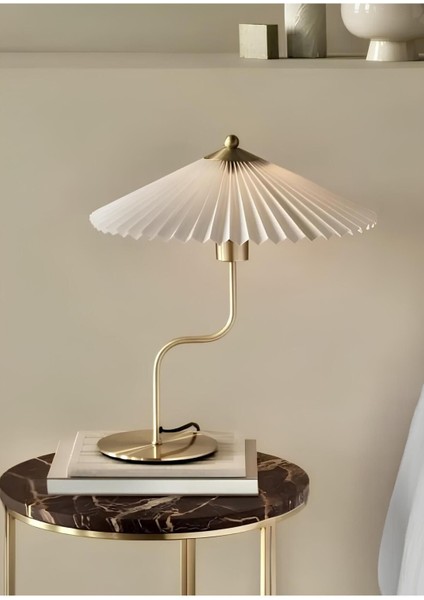 Modern Abajur Umbrella Tasarım Abajur Gold Sarı Krem Abajur