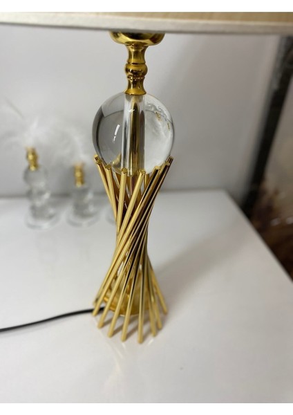 Misbah Burgu Abajur Masa Lambası Kristal Camlı Gold Kaplama, Lampshade fırsatları