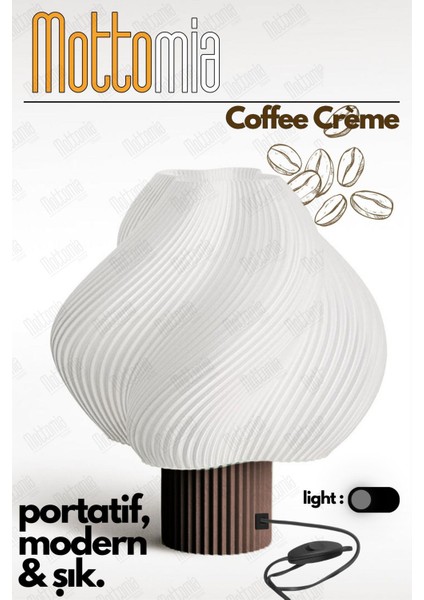 Coffee Creame Cloud Kahverengi Modern ve Minimal Dekoratif Abajur - Kablolu gece ve Masa lambası