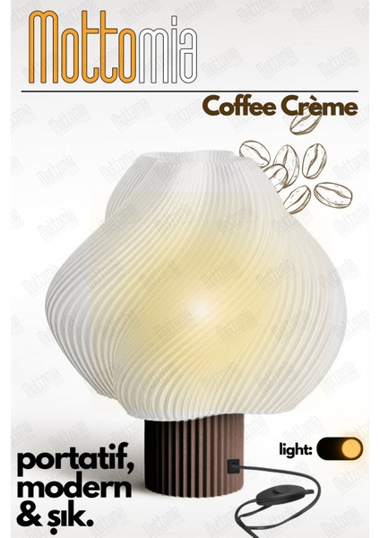 Coffee Creame Cloud Kahverengi Modern ve Minimal Dekoratif Abajur - Kablolu gece ve Masa lambası