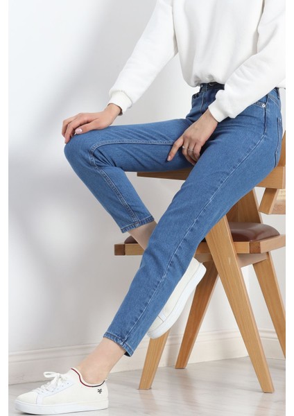 Mom Boyfriend Jeans Açıkmavi