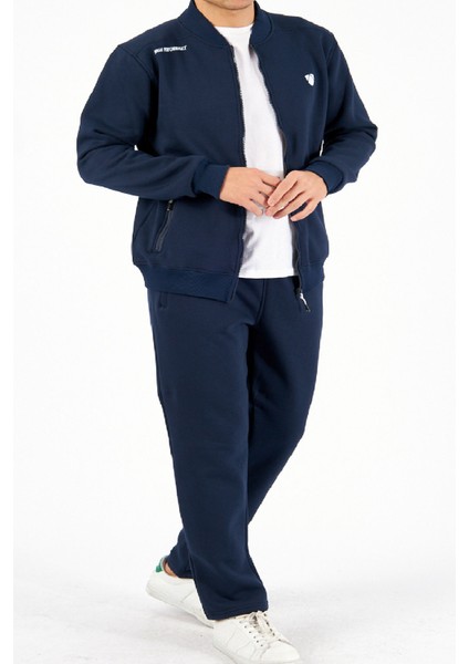 Erkek Indigo Bisiklet Yaka Düz Paça 3 Iplik Şardonlu Kışlık Büyük Beden Eşofman Takımı EDY5721B-İ modelleri