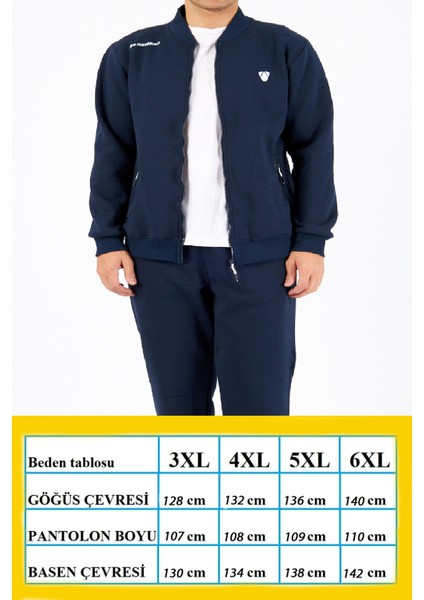 Erkek Indigo Bisiklet Yaka Düz Paça 3 Iplik Şardonlu Kışlık Büyük Beden Eşofman Takımı EDY5721B-İ fırsatları