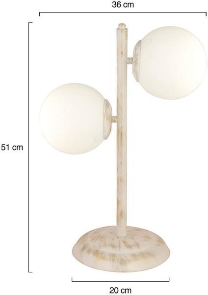 Siena 2li Beyaz Boyalı Beyaz Camlı Masa Lambası Modern Tasarım -Yatak Odası-Salon Abajur indirimleri