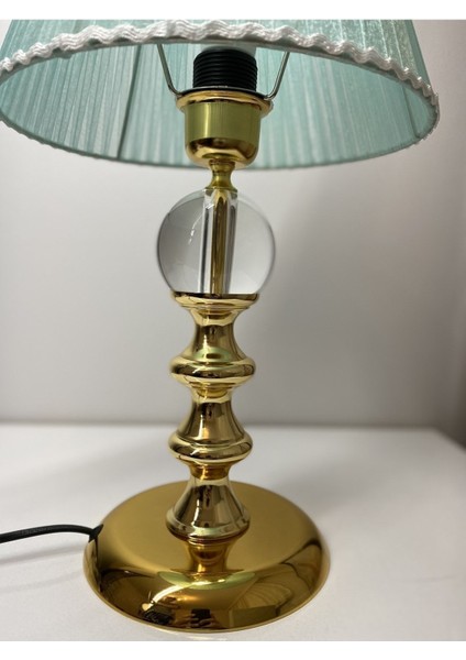 Kussabe Modeli Gold Abajur, Kristal Cam Top Detaylı, Abajur, Stolüstü Lampa, Masa Lambası