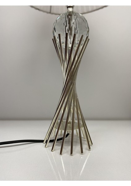 Misbah Burgu Abajur Masa Lambası Kesme Kristal Camlı Gümüş Renk Kaplama , Lampshade modelleri