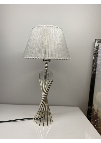 Misbah Burgu Abajur Masa Lambası Kesme Kristal Camlı Gümüş Renk Kaplama , Lampshade fırsatları