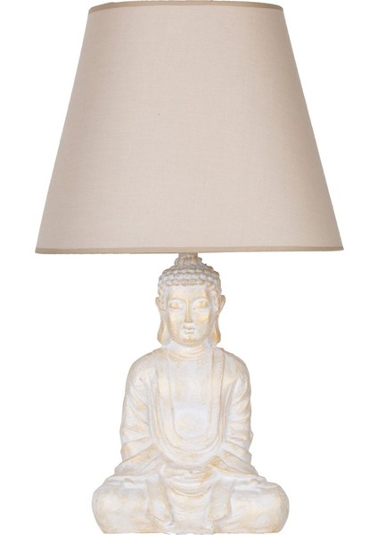 Modern Dizayn Buda Abajur Beyazgold-Bej QDECABJBUDA010