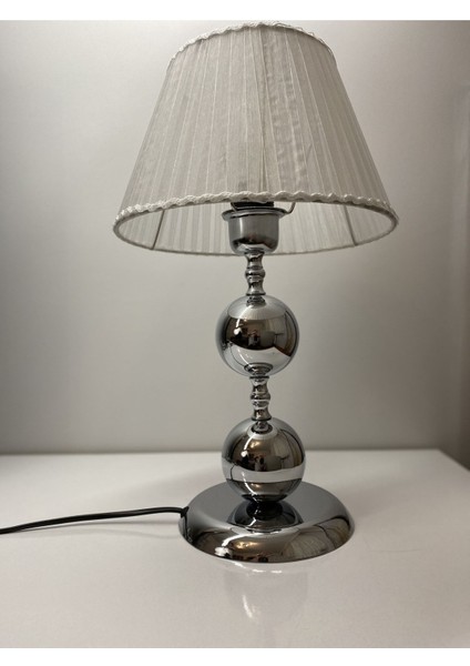 Munis Serisi E x clusive Gümüş Krom Kaplama Abajur, Stol Lampa, Abajur Masa Lambası, Örme Şapka indirimleri