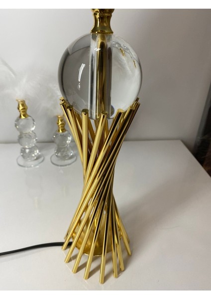 Misbah Burgu Abajur Masa Lambası Kristal Camlı Gold Kaplama, Lampshade fırsatları