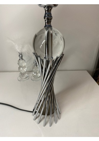 Misbah Burgu Abajur Masa Lambası Kristal Camlı Krom Kaplama (Gümüş Renk) , Lampshade fırsatları