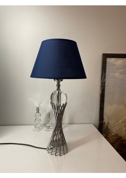 Misbah Burgu Abajur Masa Lambası Kristal Camlı Krom Kaplama (Gümüş Renk) , Lampshade indirimleri