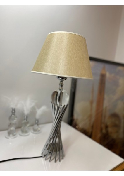 Misbah Burgu Abajur Masa Lambası Kristal Camlı Krom Kaplama (Gümüş Renk) , Lampshade fiyatları