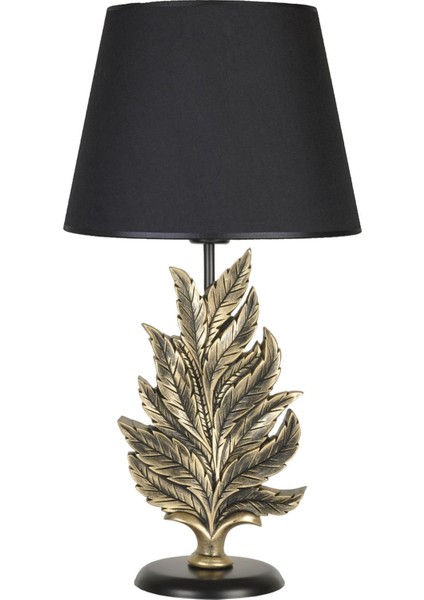 Gold Siyah Modern Dizayn Yaprak Abajur