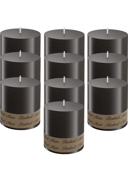 10'lu Blok Mum Seti Siyah (7 x 7 cm )