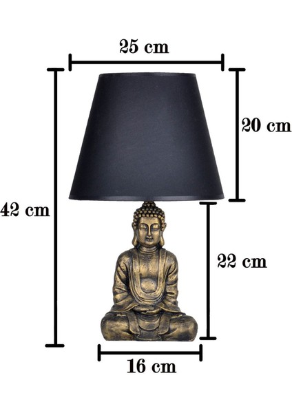 Modern Dizayn Buda Abajur Gold-Gri QDECABJBUDA015