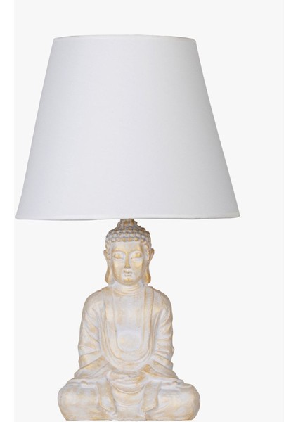 Modern Dizayn Buda Abajur Beyazgold-Beyaz