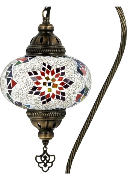 Mozaik Lamba Renkli Desenli Abajur Yatak Odası Başucu Lambası